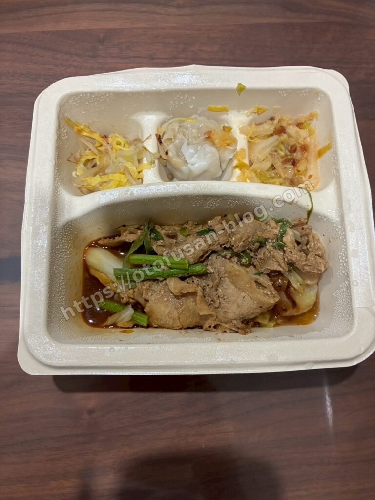 nosh(ナッシュ)の回鍋肉風主菜と副菜(もやしのナムル、点心、キャベツの中華和え)