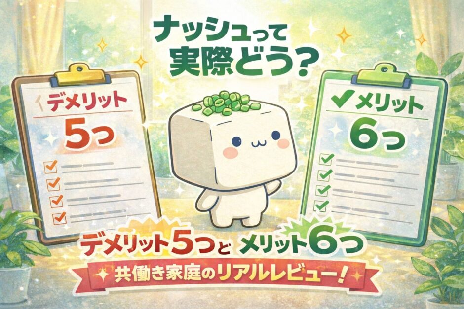 ナッシュのデメリット5つとメリット6つを共働き家庭がレビューするアイキャッチ画像